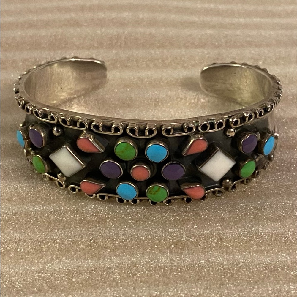 Colorful Gemstone Cuff Bracelet